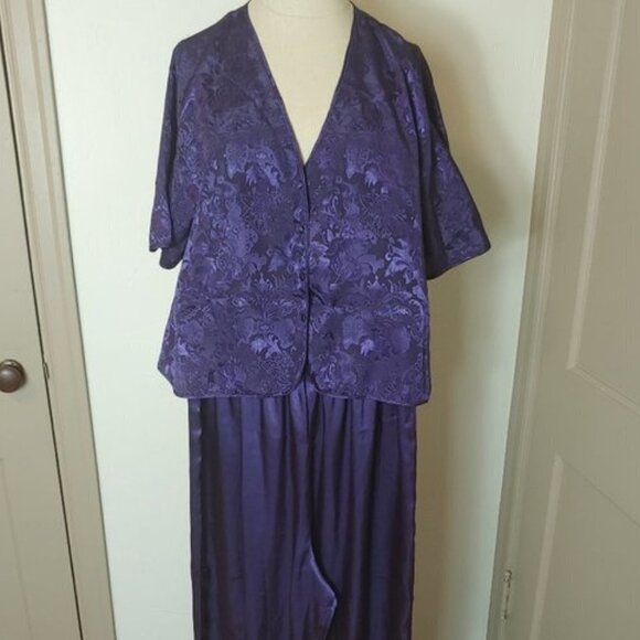 Vintage Victoria’s Secret Gold Label Jacquard Satin Top Pant Set PJ's Loungewear - Picture 13 of 13